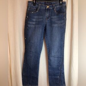 Baccini Jeans Women’s 6, Bedazzled Legs, Embellished, Studded Pockets, EUC